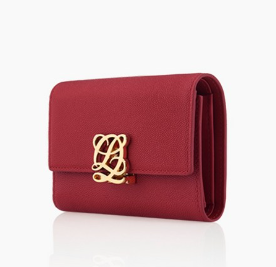 루이까또즈 금장로고 여성 3단 레드 반지갑