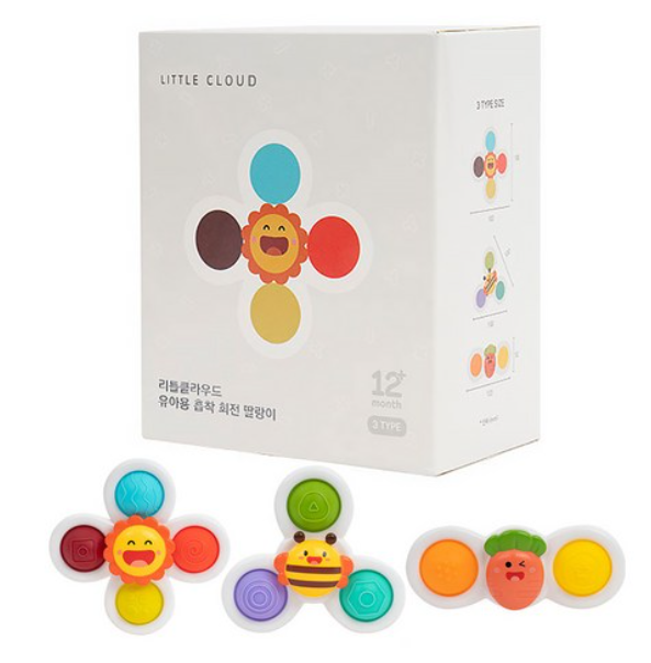 리틀클라우드 유아용 흡착 회전 딸랑이 3종세트
