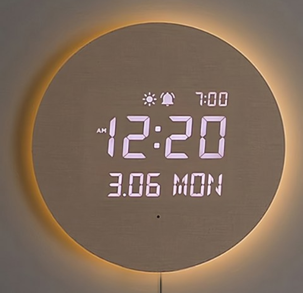 무아스 풀문 백라이트 무드등 LED 벽시계