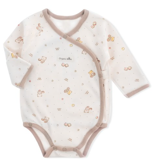 오가닉붐 곰곰이 스냅 신생아 배냇 바디슈트