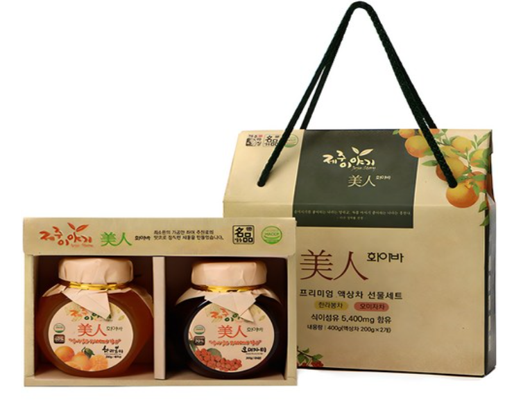 제주이야기 미인 화이바 액상차 세트 (한라봉차 + 오미자차)